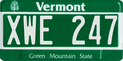 VT license plate XWE247