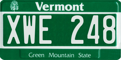 VT license plate XWE248