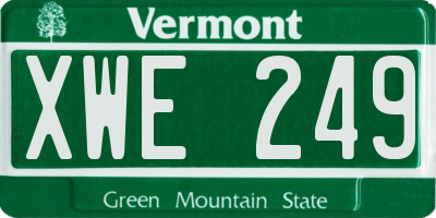 VT license plate XWE249