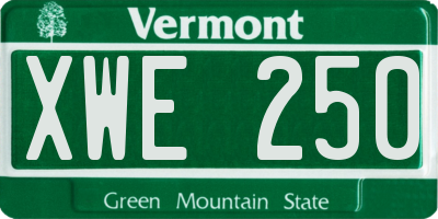 VT license plate XWE250