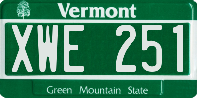 VT license plate XWE251