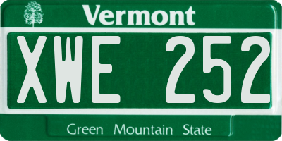 VT license plate XWE252