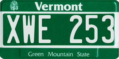 VT license plate XWE253