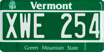 VT license plate XWE254