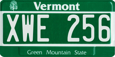 VT license plate XWE256