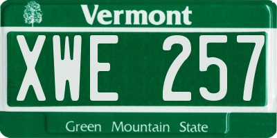 VT license plate XWE257