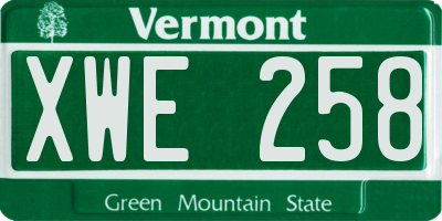 VT license plate XWE258