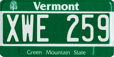VT license plate XWE259