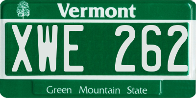 VT license plate XWE262