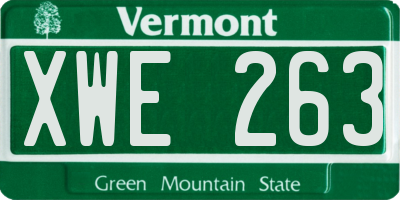 VT license plate XWE263