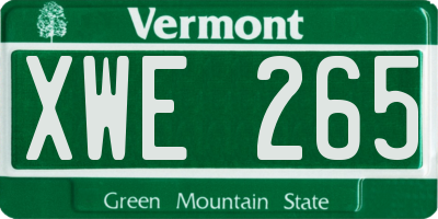 VT license plate XWE265