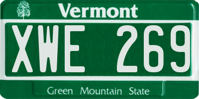 VT license plate XWE269