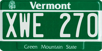 VT license plate XWE270