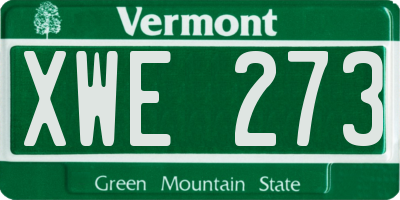 VT license plate XWE273