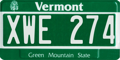 VT license plate XWE274