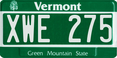 VT license plate XWE275