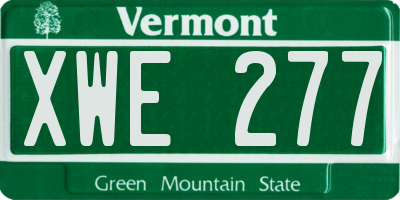 VT license plate XWE277