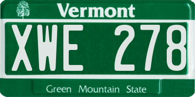 VT license plate XWE278