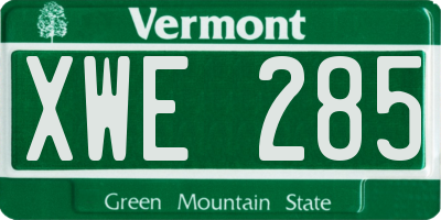 VT license plate XWE285