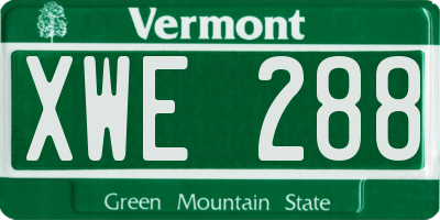 VT license plate XWE288