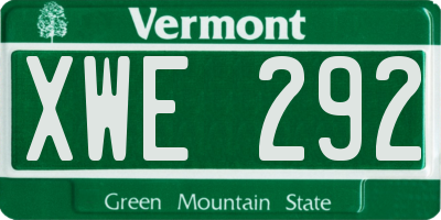 VT license plate XWE292