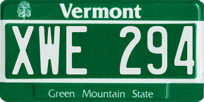 VT license plate XWE294