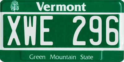 VT license plate XWE296