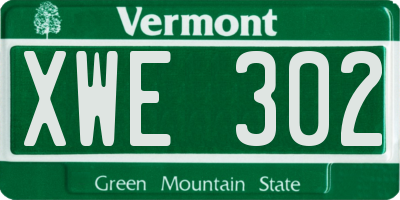 VT license plate XWE302