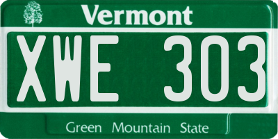 VT license plate XWE303