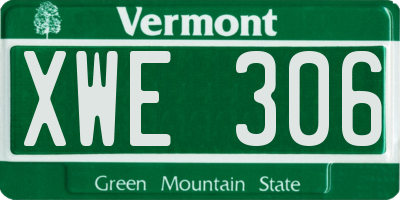 VT license plate XWE306