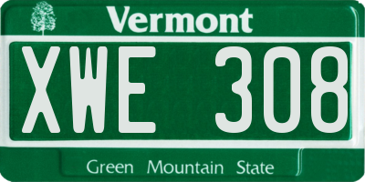 VT license plate XWE308