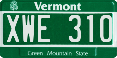 VT license plate XWE310
