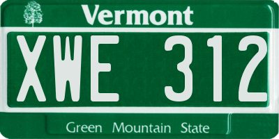 VT license plate XWE312