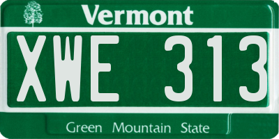 VT license plate XWE313