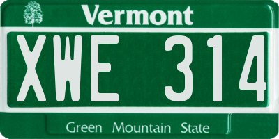 VT license plate XWE314
