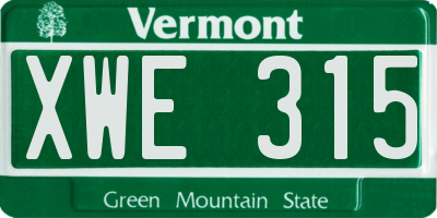 VT license plate XWE315