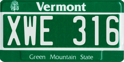 VT license plate XWE316