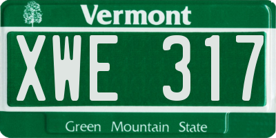 VT license plate XWE317