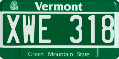 VT license plate XWE318