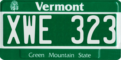 VT license plate XWE323