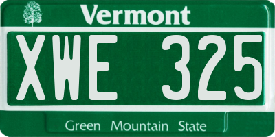 VT license plate XWE325
