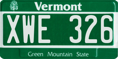 VT license plate XWE326