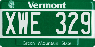 VT license plate XWE329