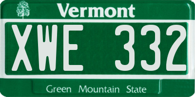 VT license plate XWE332