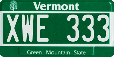 VT license plate XWE333