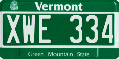 VT license plate XWE334