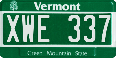 VT license plate XWE337