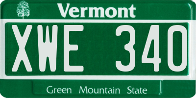 VT license plate XWE340