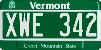VT license plate XWE342