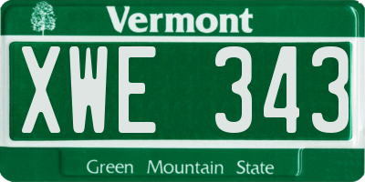 VT license plate XWE343